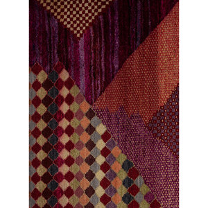 Manchaha Geometric Pattern Hand Knotted Wool & Bamboo <b>Silk</b> Rug <b>Red</b> & Orange-For Home Use Les-2750 - Product Image 3