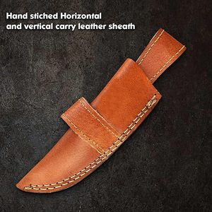 Couteau de chasse artisanal en acier Damas, lame fixe, manche en bois coloré et os, étui en cuir, vente en gros OEM, personnalisable, pour l'extérieur - Product Image 5