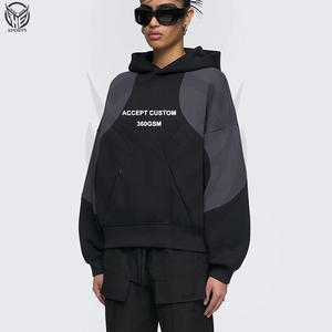 Venta al por mayor 100% algodón hombres pulóver con capucha alta calidad hombro caído de gran tamaño Casual estilo liso sin cuerda bolsillo de punto - Product Image 4