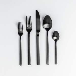 ชุดเครื่องใช้บนโต๊ะอาหารทำจากโลหะสีดำทำจากมิเรอร์มีดช้อนเครื่องเงินช้อนส้อมมีดขายร้อน - Product Image 1