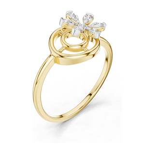แหวนเพชรทรงดอกไม้ลายเกลียว 0.148 กะรัต สำหรับผู้หญิง ความใส VVS-VS EF ทอง 18KT, 14KT, 10KT และเงิน 925 สีโรสโกลด์ สีเหลือง - Product Image 4