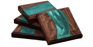 Sous-verres de conception artistique en résine de couleur blanche et bois de manguier pour boissons Fournitures d'hôtel et de restaurant Design unique fait à la main - Product Image 2