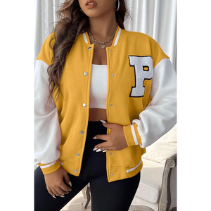 Haute qualité personnalisé femmes laine Varsity Bomber Baseball veste solide Sport tricoté hiver veste imprimé tissu broderie - Product Image 1
