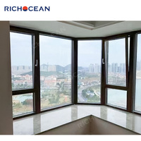 Ventanas Abatibles RICHOCEAN Modernas de Aluminio Negro, Eficiencia Energética, Doble Vidrio Templado, en Venta
