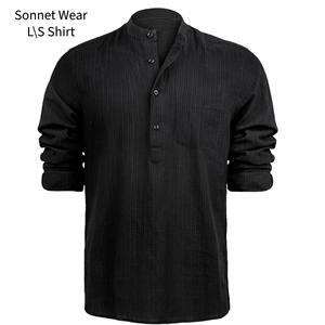 เสื้อเชิ้ตผู้ชายแขนยาวแบบติดกระดุมสำหรับผู้ชายเสื้อออกซ์ฟอร์ดสีพื้น - Product Image 4