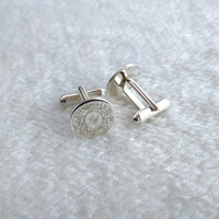 Boutons de manchette personnalisés avec logo, initiales et date de mariage, pour le marié, anniversaire, en laiton plaqué or moderne