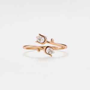 Anillo Apilable con Diseño de Flor de Tulipán, Anillo Único de Plata de Ley 925 con Moissanita de Corte Pera, Chapado en Oro, Regalo para Fiesta de Compromiso - Product Image 2