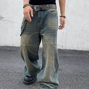 Utilisation en extérieur pour hommes Acid Jeans Baggy Pants Workout Wear 100% Cotton Acid Jeans Pants Plus Size Men Acid Jeans - Product Image 2