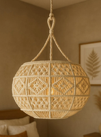 Abat-jour en macramé bohème fait main 2025, 100% coton biologique, taille personnalisable, écologique, installation manuelle, décoration intérieure