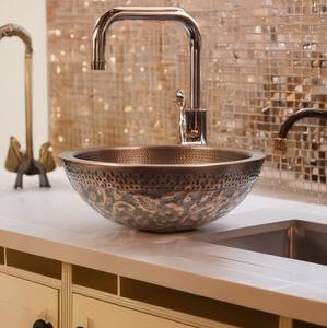 Lavabo de salle de bain en cuivre gravé à la main, lavabo rectangulaire martelé de luxe pour hôtels, résidences haut de gamme, OEM disponible. - Product Image 2