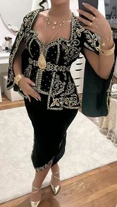 New Designer Gold Zari Embroidery on Black Jacket- Karakou Dress with Veil Trail & Belt On Velvet Fabric for Party/wedding=2025 - Product Image 2