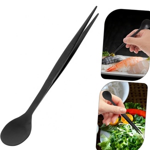 Cuillère à dégustation et pince à double fonction en acier inoxydable doré, ustensile de cuisine pour la présentation - Product Image 3