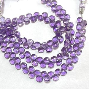 Haute qualité 6MM rose améthyste à facettes en forme de coeur Briolette perles pierres précieuses calibrées pour la fabrication de bijoux - Product Image 1
