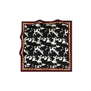 Custom Design Black and White Silk Square Scarf with Bow Pattern - Product Image 1