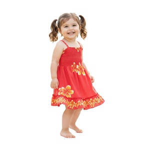 Abito Estivo alla Moda per Bambine in Rayon con Stampa Floreale, Senza Maniche e Arricciato - Product Image 2