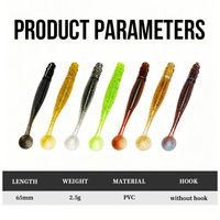 Señuelo de Pesca de PVC Personalizable de 6.5cm y 2.5g, 6 Colores, Atrayente de Peces, Señuelo Suave con Cola de Paleta, Señuelo Suave con Cola en T para Lubina y Trucha