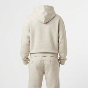Conjunto de Sudadera con Capucha y Pantalones de Chándal de Forro Polar Crema para Mujer, Ropa Deportiva Informal a Juego - Product Image 4