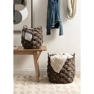 Ensemble de 2 paniers ronds durables en jacinthe d'eau tressés à la main, panier de rangement en gros, écologique, fabriqué au Vietnam - Product Image 6