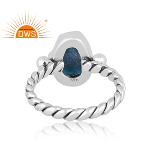 Handmade Oxidized Sterling <b>Silver</b> Natural Apatite Gemstone <b>Statement</b> <b>Ring</b> Jewelry For Women Gift For Her - Product Image 4