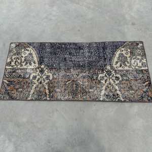 Alfombra Pequeña Vintage de 1.8x4.1 pies (56x125 cm), Alfombra Turca Azul del Suroeste - Product Image 3