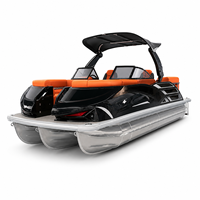 Bateau ponton sportif de luxe certifié CE pour S22A, 22 pieds, pour la pêche, la location familiale, en aluminium, avec moteur hors-bord, 200 CV