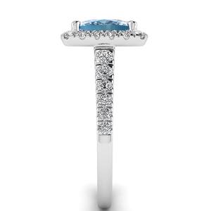 Anillo de compromiso solitario de diamante cultivado en laboratorio de corte brillante radiante azul clásico accesorio de fiesta de boda elegante de oro blanco de 14 quilates - Product Image 2