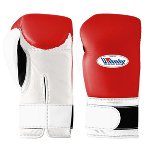 Gants de boxe professionnels en cuir rouge et blanc, avec fermeture velcro au poignet, pour l'entraînement et le sparring, pour hommes et femmes - Product Image 1