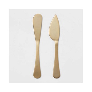 Couteaux et épandeurs Design plat trois pièces poignée plaquée or ensemble d'outils à fromage ensemble de fromage en acier inoxydable - Product Image 5