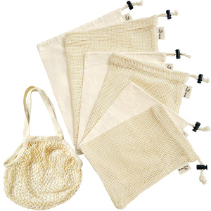 100% coton réutilisable produire sacs Fruits légumes couleur naturelle sacs naturels personnalisés respectueux de l'environnement durable élégant - Product Image 5