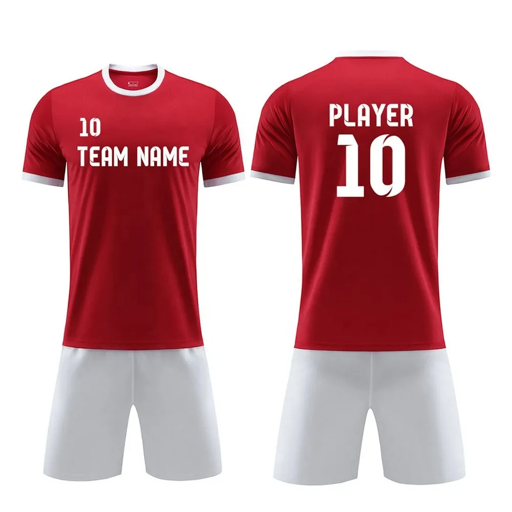 2024 New Design Blank Soccer Jersey Set White Red Soccer Team Men's Soccer Uniforms Jerseys Football Shirt Custom Logo