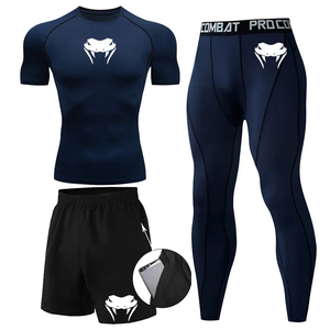 Nuevas camisetas MMA + conjunto de pantalones Jiu jitsu Rashguard hombres Bjj Muay Jerseys manga larga Boxeo ropa gimnasio rshirt Tops pantalones cortos - Product Image 3