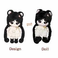 Peluche personnalisée Kawaii, figurine chat noir et blanc à oreilles de chat, yeux étoilés, jouet doux pour cadeau ou présentation