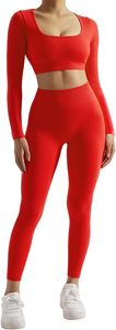 Conjunto de entrenamiento de compresión de 2 piezas para mujer, ropa de gimnasio de Yoga corta ajustada, ropa de ejercicio para correr de poliéster de LICRA sólido para damas - Product Image 2