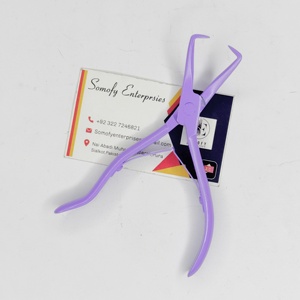 Kit de pinces professionnelles de haute qualité en acier inoxydable pour extensions de cheveux, couleur violet clair, outils et accessoires capillaires durables à marque privée - Product Image 3