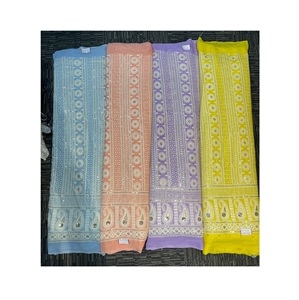 Fournisseur direct d'usine, tissu en viscose georgette, broderie Lucknowi, prix de gros pour robes de mariée pour femmes, fabriqué en coton - Product Image 1