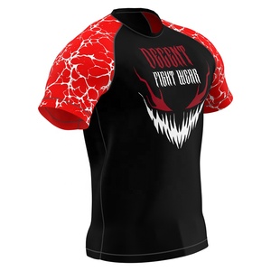 Haut de compression à manches courtes pour homme Decent Fight Wear, rouge et noir, imprimé par sublimation, séchage rapide, pour BJJ Jiu Jitsu - Product Image 2