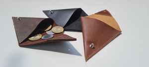 Porte-monnaie en cuir Porte-monnaie en cuir Triangle Portefeuille en cuir Vintage Couleur marron - Product Image 4