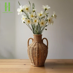 Elegant Wicker Footed Urn Handmade Woven Rattan <b>Vase</b> for Dry Flowers Minimalism Rattan Tabletop <b>Vase</b> Made in Vietnam - Product Image 6