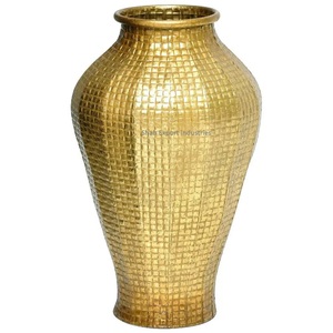 Solid Brass Hammered Flower <b>Vases</b> Gold Finished for Outdoor Wedding Arrangements Handmade Coastal Flower <b>Vases</b> - Product Image 3