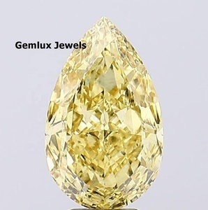 Diamante cultivado en laboratorio con corte en forma de pera, color amarillo intenso, claridad VS, 4 quilates, certificado IGI, diamante suelto hecho en laboratorio para joyería. - Product Image 1