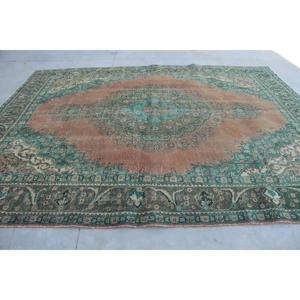 Alfombra de 9.5x12.1 pies, Alfombra Turca Vintage, Alfombra Ombré Azul Marrón - Product Image 2