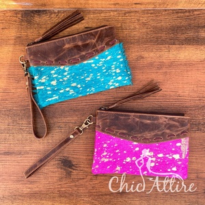 กระเป๋าหนังวัวมีซิปแบบคล้องมือสำหรับผู้หญิงกระเป๋าใส่บัตรเครดิตหนังแท้โลหะสำหรับเดินทาง - Product Image 1