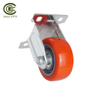 Rueda rígida de carro de 3 pulgadas con rueda roja de PU y rodamientos - Product Image 5