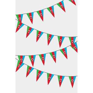 Drapeau triangulaire de l'Azerbaïdjan, bannière personnalisée avec logo, impression numérique, matériaux en soie et polyester, mât de drapeau en fibre de verre - Product Image 1
