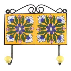 Handmade Green Leaf Flower Ceramic Tiles Decorative Wall <b>Coat</b> <b>Hooks</b> Reusable Utility Hat <b>Coat</b> Keys Bags Clothes <b>Heavy</b> <b>Duty</b> - Product Image 2