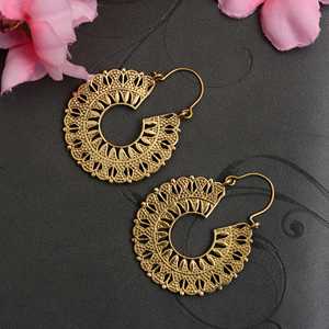 New Trendy 18K Gold 925 Sterling <b>Silver</b> Plated Mandala Hoop Earrings Cute Style for Parties Weddings Wholesale Price for Women - Product Image 4