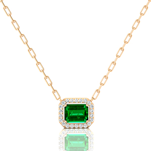 Collar con colgante de piedras preciosas de piedra natal de Esmeralda natural de calidad superior en oro macizo de 18K tachonado con diamantes reales a granel - Product Image 4