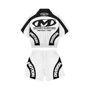 2026 MOTION Unisex Sporty Tracksuit Set Short Sleeve Half-Zip <b>Jacket</b> And Shorts Breathable Polyester <b>Summer</b> Wear - Product Image 3
