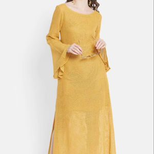 เดรสแม็กซี่ลายดอกไม้วินเทจแขนบานออกเป็นมิตรกับสิ่งแวดล้อมระบายอากาศผ้าฝ้ายแท้ซักได้สำหรับฤดูร้อนฤดูใบไม้ร่วง - Product Image 1