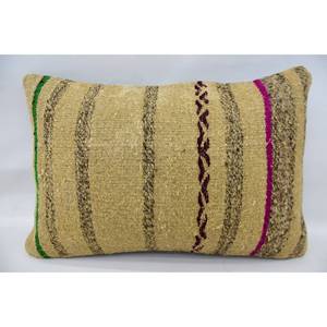 Premium Beige Kantha Patchwork Laine Oreiller 16x24 Pouces De Luxe Vintage Moelleux Tissé Motif Portable Literie Anneau Carré Caractéristiques - Product Image 1